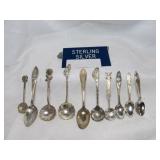 10pc Silver Souvenir Spoons - .900 / .925