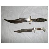 2pc Vintage Mexico Scorpion Blade Fighting Knives