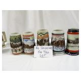 5pc Vintage Budweiser Ceramic Beer Steins