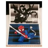 2pc Lego Venom & Spiderman Signed Art Prints