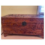 Vintage Carved Asian Camphor Wood Chest
