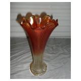 Northwoods 'Feathers' Marigold Carnival Glass Vase