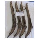 4pc Antique Wood & Cast Iron Horse Hames