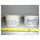 2pc Vintage Stone Ware Butter Crocks - Lambrecht
