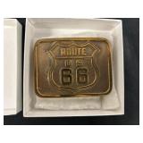 Route 66 Solid Brass Belt Buckle - Unworn in Box
