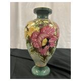 Antique Hand Painted Peony Ceramic 12' Vase