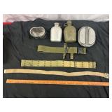 US Militaria - WW I Canteen, Web Belts, Mess Kit