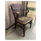 Vintage Solid Wood Fan Back Courthouse Chair