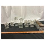 13pc Vintage Canning Jars Glass Bail & Metal Lids