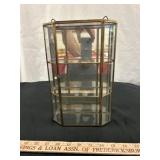 Brass & Glass Curio / Miniatures Display Wall Shel