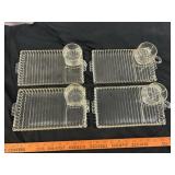 4pc Vintage Hazel Atlas Orchard Crystal Snack Sets