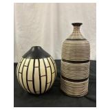 2pc Mid Century Studio Pottery Bottle Vases