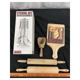 Kitchen Utensils, Rolling Pins, Cutting Board, Etc