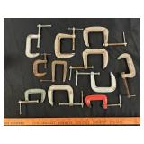 11pc Steel C Clamps - 2' to 3'