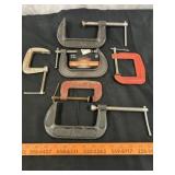 6pc 3' & 4' Steel C Clamps - Some Unused