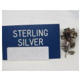 Sterling Silver Vintage Floral Design Brooch Pin