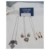 3pc Sterling Silver Necklace & Pendant Sets