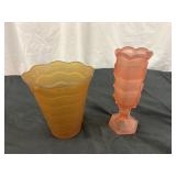Davidson & Consolidated Glass Art Deco 2pc Vases