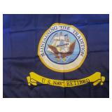 US Navy Retired - 3ft X 5ft Fringed Flag