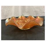 Northwood Rose Show Marigold Carnival Glass Bowl