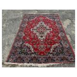 Traditional Kashan Style Red & Navy Area Rug