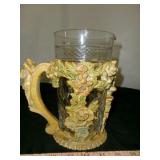 Italian Cut Glass & Relief Composite Pitcher