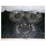 3pc New Zealand Etched Glass Comm. Platters