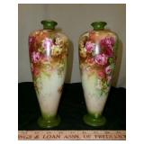 2pc Antique Winton Hand Painted Porcelain Vases