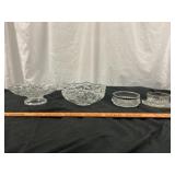 4pc Vintage Cut Crystal & Glass Serving Bowls