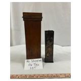 Vintage Wood Candle Box & Victorian Match Safe