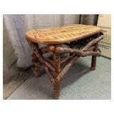Rustic Bent Wood Braided Splint Top Side Table