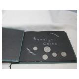 Vintage Foreign Coins & Currency in Scrapbook