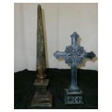 2pc Large Composite Obelisk & Table Cross
