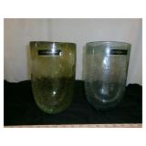 Pair of Joseph Abboud Crackle Glass Vases