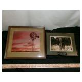 2pc Framed Photo Prints Windmill & Elephant Charge