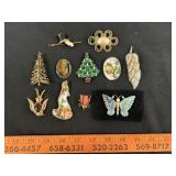 10pc Vintage Estate Fashion & Costume Brooches