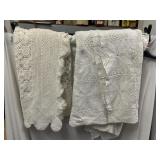 2pc Hand Crocheted White Cotton Bed Spreads