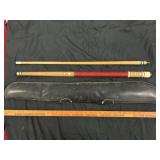 Pool Cue - Wood Cord Wrapped Break Down Cue & Case