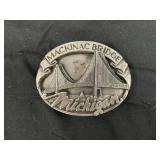 Mackinac Bridge Michigan Pewter Belt Buckle