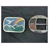 2pc Vintage Brass Belt Buckles - 1960's