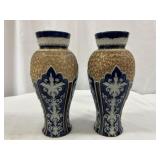 Pair of Royal Doulton Lambeth Stone Ware Vases