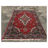 Traditional Kashan Style Red & Navy Area Rug