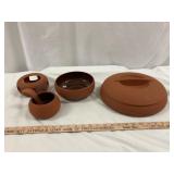 4pc Terra Cotta Covered Server & Bowls