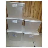 5pc Sterilite Large Storage Totes w/ Lids