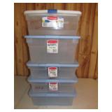 5pc Rubbermaid Keepers & Clear Box Storage Totes