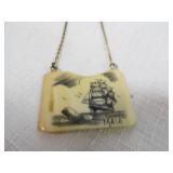 1970's Hawaiian Whaling Village Scrimshaw Necklace