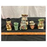 5pc Vintage English Pottery 'Toby' Mugs & Cups