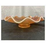 Vintage Dugan Peach Opalescent Carnival Glass Bowl