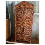 Vintage Carved Wood Celestial Curio Cabinet