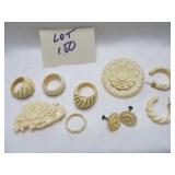 Vintage White Carved Jewelry Selection